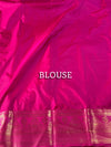 The Festive Zest: Parrot Green Kanchipuram Silk Saree with Rani Pink Zari Border