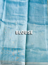 The Neeraja Riva: Slate Blue Embroidered Handloom Cotton Saree
