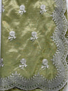 The Kritika Mayura: Olive Green Tissue Organza Saree