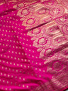 The Gulabi Gulzar: Rani Pink Banarasi Silk Saree With Gold Zari Buta