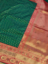The Emerald Queen: Emerald Green Silk Saree With Crimson Red Zari Border