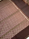 The Dhriti Riva: Earthy Fawn & Chocolate Brown Linen Saree