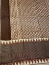 The Dhriti Riva: Earthy Fawn & Chocolate Brown Linen Saree