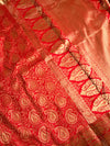 The Sindoor Mayura: Crimson & Gold Heirloom Kanchipuram Silk Saree