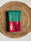 The Emerald Ira: Sea Green & Rani Pink Kanchipuram Silk Saree