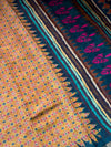 The Earthy Ikat: Mustard Ochre Pure Cotton Saree with Forest Green Temple Border