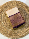 The Subhadra Vilasa: Cream Ivory & Royal Purple Kanchipuram Silk Saree
