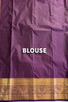The Subhadra Vilasa: Cream Ivory & Royal Purple Kanchipuram Silk Saree