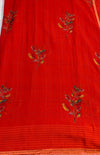 The Aahana Riva: Tangerine Orange Botanical Printed Saree