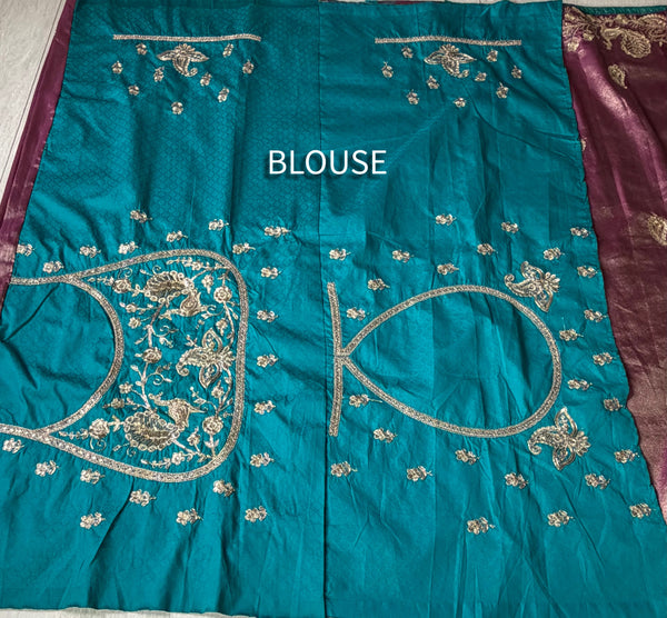 The Lavender Luster: Rose Gold & Muted Mauve Silk Saree with Ornate Paisley Border