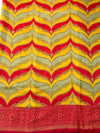 The Tejasvi Riva: Mustard Yellow & Vermilion Red Printed Brasso Saree
