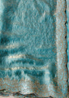 The Ocean Luminary: Turquoise Blue Shimmer Drape with Scalloped Gota & Sequin Border