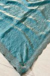 The Ocean Luminary: Turquoise Blue Shimmer Drape with Scalloped Gota & Sequin Border