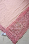 The Charu Mayura: Peach-Nude Embroidered Georgette Saree
