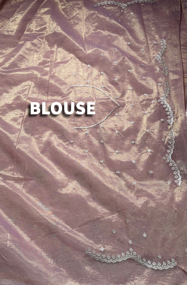 The Malini Ira: Mauve-Rose Tissue Organza Saree