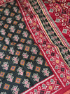 The Midnight Ikat: Charcoal Black Mul Mul Cotton Saree with Madder Red Panelled Pallu