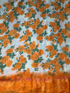 The Marigold Meadow: Mustard Orange Printed Chiffon Saree with English Garden Florals