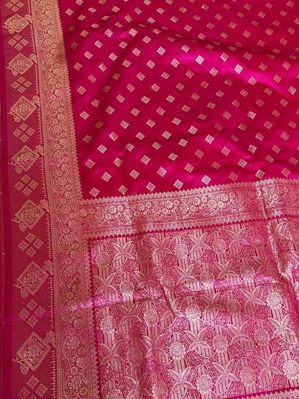 The Meenakshi Vilasa: Rani Pink & Antique Gold Banarasi Silk Saree
