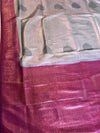 The Maya Vilasa: Gunmetal Grey & Magenta Softy Tissue Saree