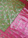 The Vasundhara Sparkle: Olive Green Banarasi Silk Saree With Swarovski Diamonds