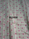 The Ivory Lotus: Cream Pure Linen Saree with Fuchsia & Teal Botanical Borders