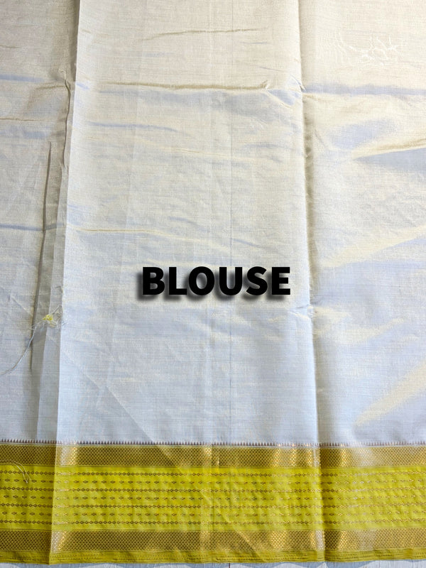 The Devika Vilasa: Cream Ivory & Lemon Yellow Tussar Silk Cotton Saree