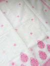 The Rohini Mayura: Pristine White & Candy Pink Cotton Saree