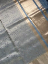 The Chandrika Mayura: Smoky Grey & Antique Gold Tissue Sare