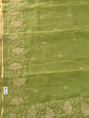 The Prakriti Riva: Pistachio Green Embroidered Cotton Saree