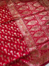The Varanasi Heritage: Crimson Red Banarasi Saree with Fine Gold Zari Paisley Buttis
