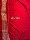 The Varanasi Heritage: Crimson Red Banarasi Saree with Fine Gold Zari Paisley Buttis