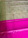 The Sharanya Vilasa: Pistachio Green & Rani Pink Banarasi Silk Saree