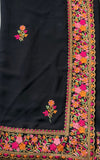 The Yamini Vilasa: Jet Black Multicolor Embroidered Saree