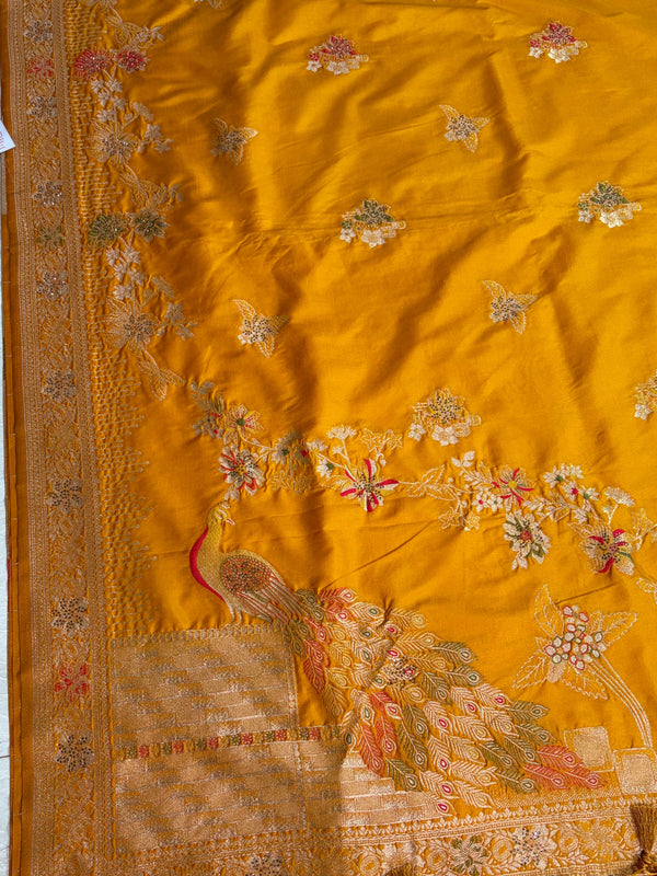 The Harita Vilasa: Mustard Yellow Woven Silk Saree