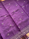The Malvika Riva: Plum Purple Handloom Cotton Saree with Antique Gold Zari
