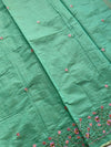 The Nilambari Riva: Mint Green Embroidered Handloom Cotton Saree