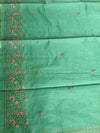 The Nilambari Riva: Mint Green Embroidered Handloom Cotton Saree