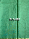 The Nilambari Riva: Mint Green Embroidered Handloom Cotton Saree
