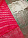 The Vermilion Shradha: Scarlet Red & Olive Green Traditional Woven Saree