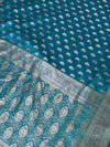 The Samaira Vilasa: Peacock Teal & Silver Zari Banarasi Silk Saree