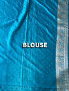 The Samaira Vilasa: Peacock Teal & Silver Zari Banarasi Silk Saree