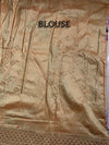 The Apricot Bloom: Pastel Peach Floral Saree with Shimmering Mirror-Work Border