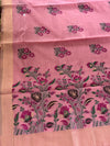 The Rosewood Blossom: Dusty Pink Premium Linen Saree with Kashmiri Floral Print