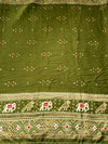 The Malvika Vilasa: Olive Green Bandhani & Patola Motif Saree