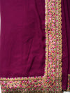 The Wine Charvi: Deep Plum Saree with Detailed Thread Embroidery Borders