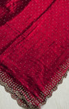 The Crimson Liquid: Metallic Maroon Tissue Organza Saree