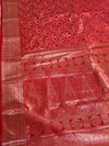 The Royal Muhurtham: Vermillion Red Silk Saree with Allover Zari Jaal