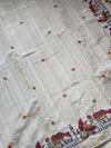 The Padmavati Vilasa: Natural Beige Royal Procession Tussar Silk Cotton Saree