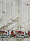 The Padmavati Vilasa: Natural Beige Royal Procession Tussar Silk Cotton Saree