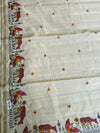 The Padmavati Vilasa: Natural Beige Royal Procession Tussar Silk Cotton Saree